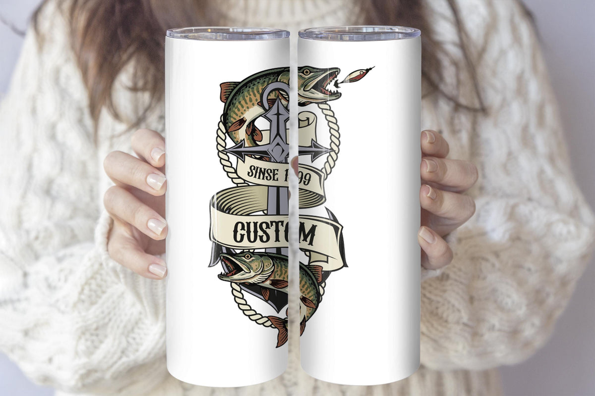 Personalized Fishing Tumbler With Straw, Custom Angler Coffee Tumbler, Outdoorsmen Gift For Him