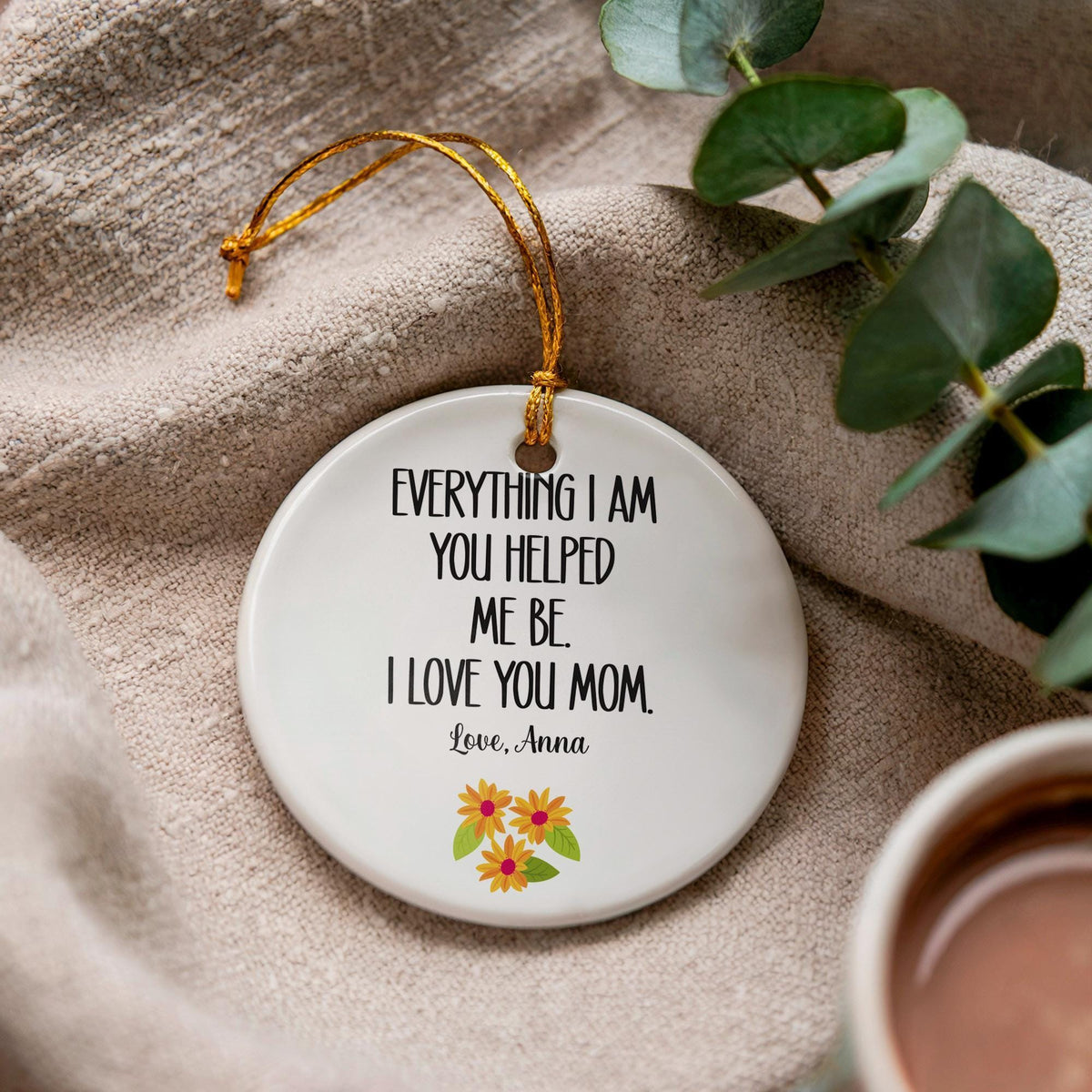 Personalized Ceramic Ornament, Mom Gift, Mother's Day Keepsake, Custom Name Decoration