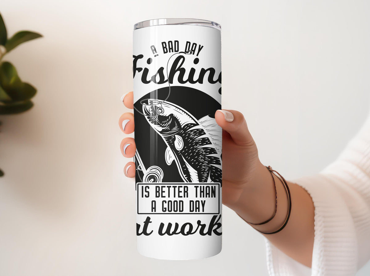 A Bad Day Fishing Is Better Than Work Cup, Angler Dad Coffee Tumbler, Fisherman Gift Idea