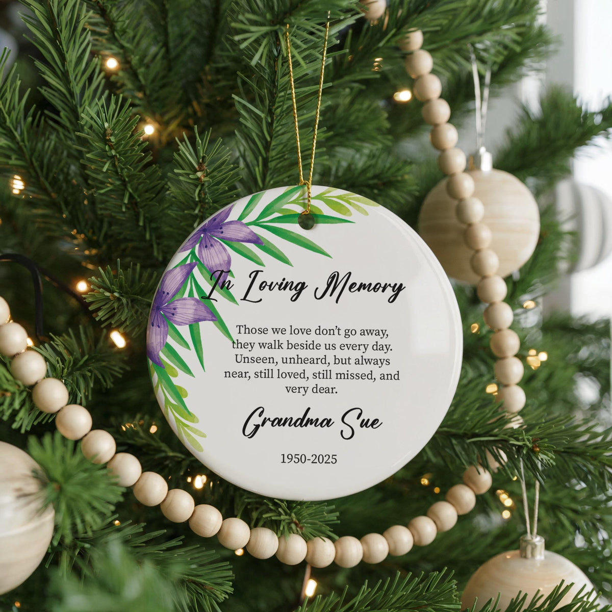 Personalized In Loving Memory Ceramic Ornament, Grandma Remembrance Gift