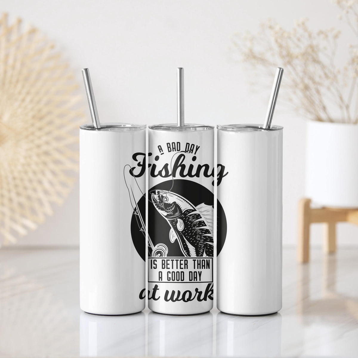 A Bad Day Fishing Is Better Than Work Cup, Angler Dad Coffee Tumbler, Fisherman Gift Idea