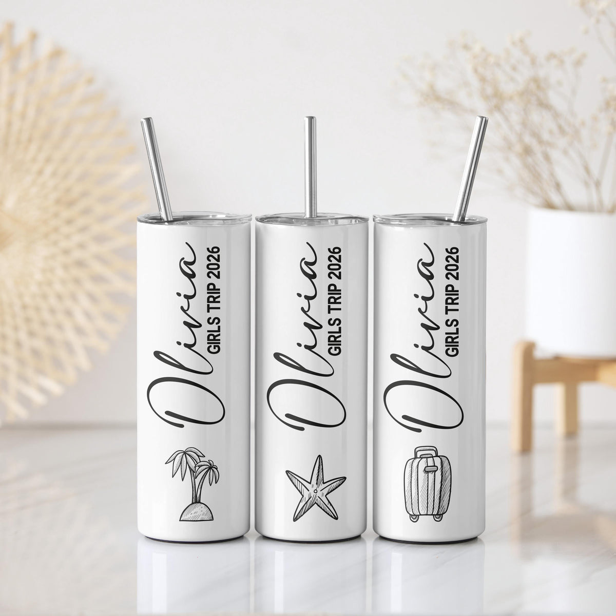 Personalized Girls Trip 2026 Tumbler, Custom Name Travel Keepsake, Weekend Getaway Gift