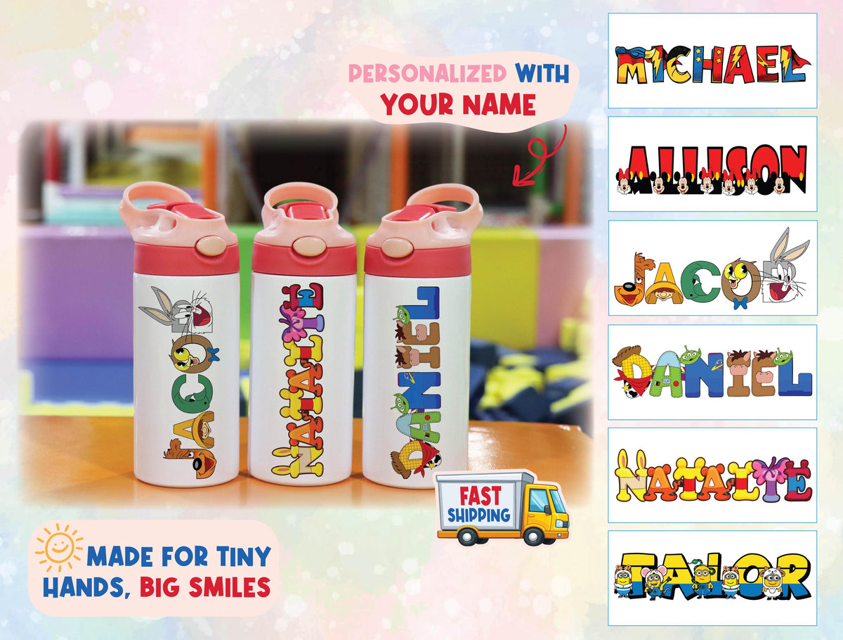 Personalized Kids Tumbler, Customized Steel Water Bottles, Fun Cups for Kids