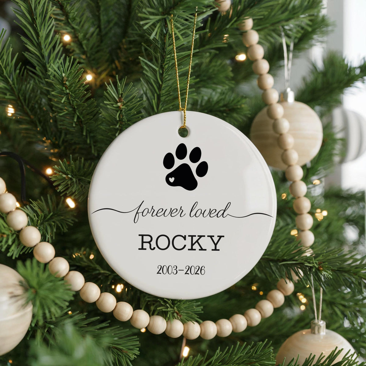 Personalized Pet Memorial Ceramic Ornament, Custom Name Keepsake, Pet Loss Sympathy Gift