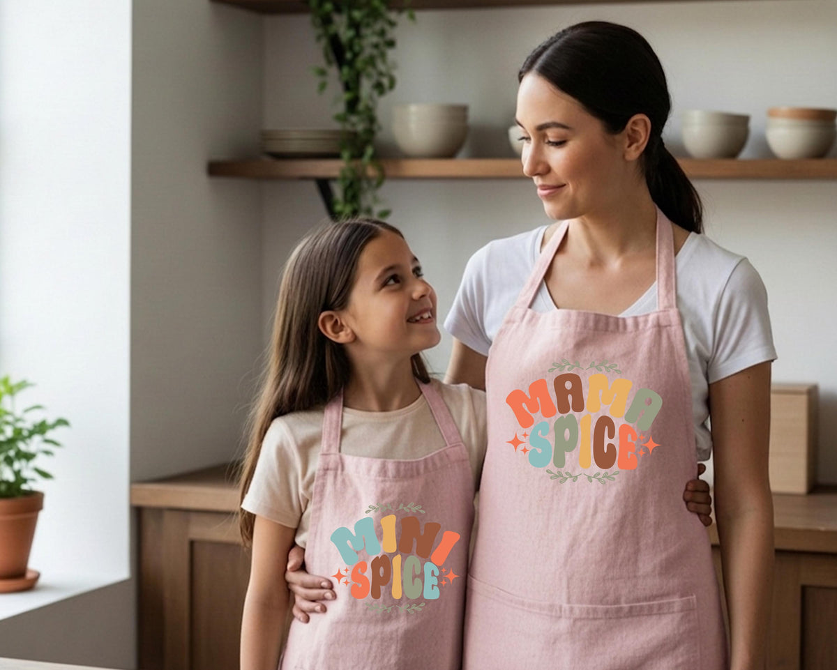 Mama and Mini Aprons, Spice Mom Daughter Matching Apron, Mother's Day Gift Apron