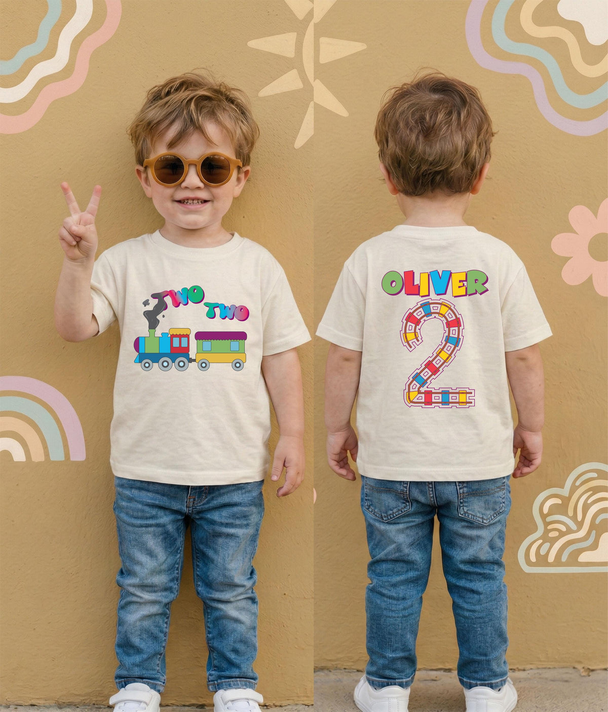 Train Theme Birthday T-Shirt, Personalized Birthday Boy Shirt, Toddler Birthday Party Gift Tee