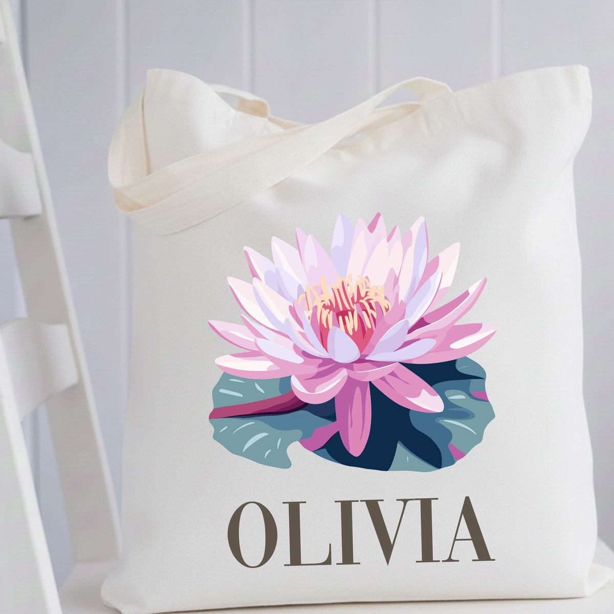 Personalized Birth Flower Tote Bag, Floral Birthday Gift Tote, Mother's Day Gift Tote Bag