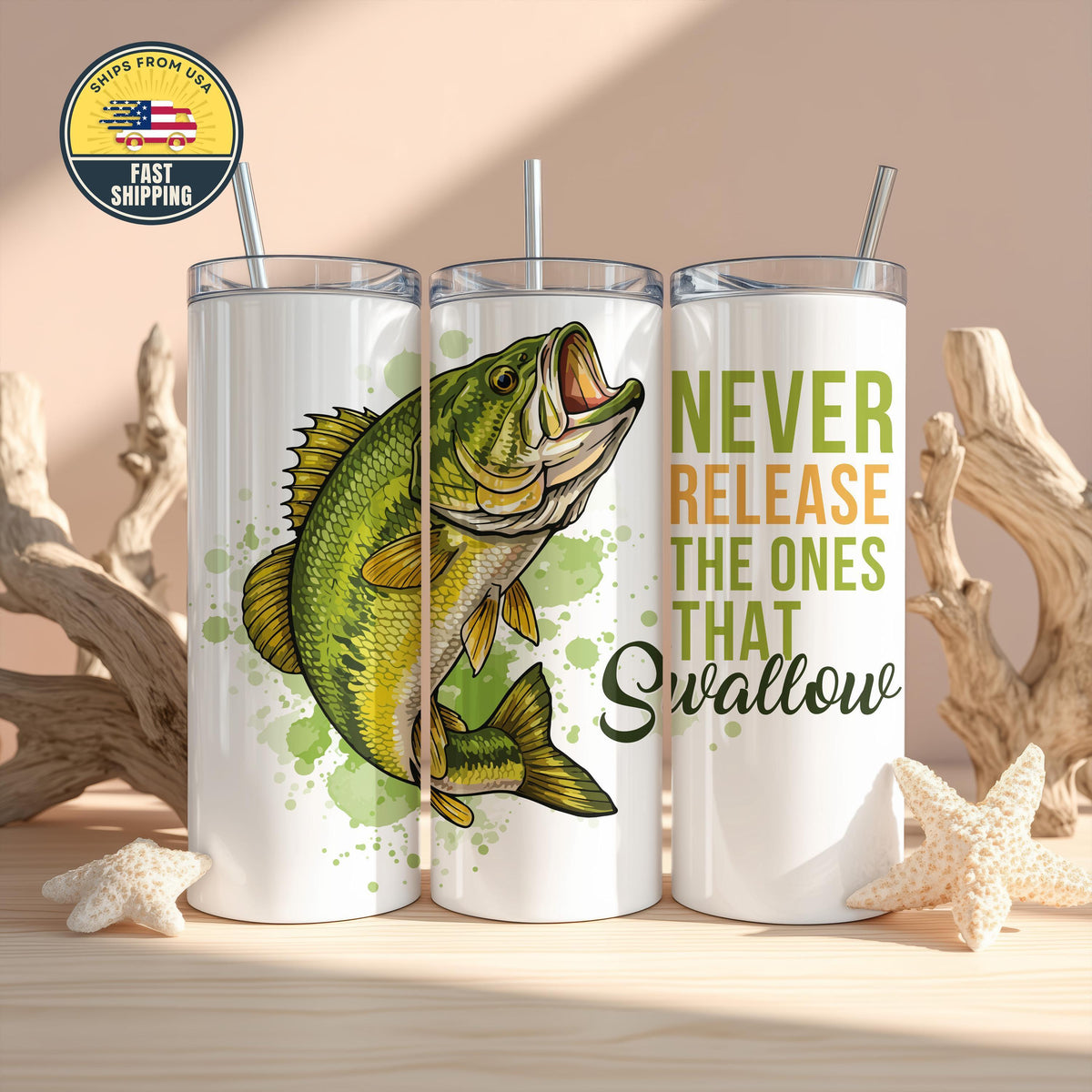 Never Release The Ones That Swallow Tumbler, Fisherman Drinkware, Fishing Tumbler for Fishermen