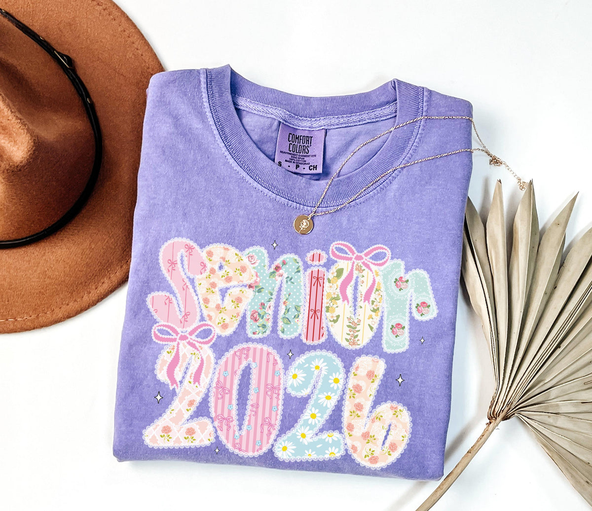 Comfort Colors® Senior 2026 Shirt, Coquette Graduate 2026 T-Shirt, Floral High School Senior Tees, Preppy Senior Tee, Graduation Gift