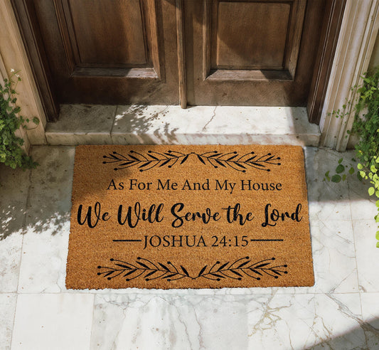 We Will Serve The Lord Doormat, Bible Verse Door Mat, Religious Home Decor