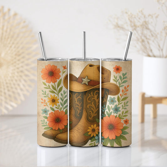 Vintage Cowgirl Themed Stainless Steel Tumbler