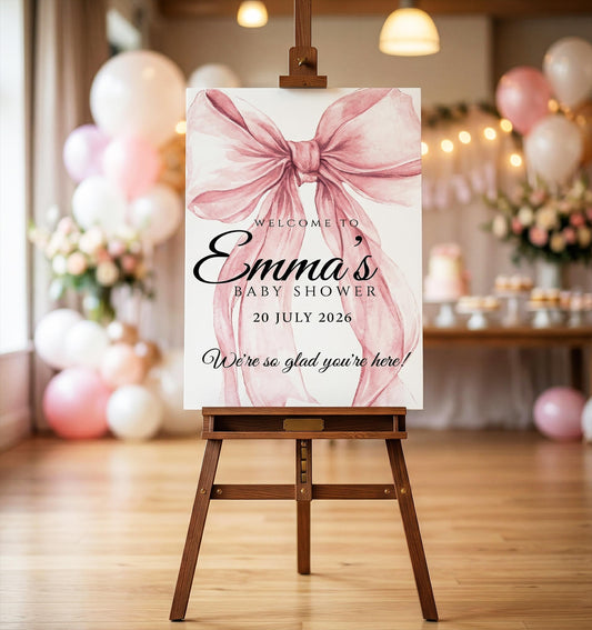 Coquette Baby Shower Welcome Sign, Custom Girl Party Foam Board (24x36)