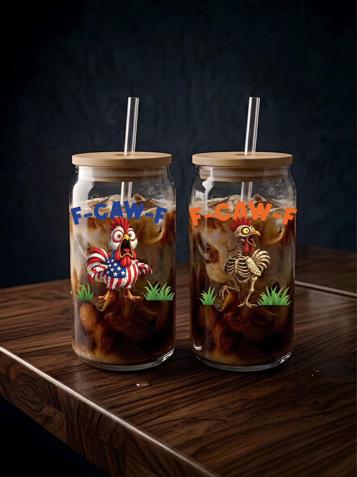 F-Caw-F Funny Rooster Beer Glass, 16oz Humorous Chicken Pint