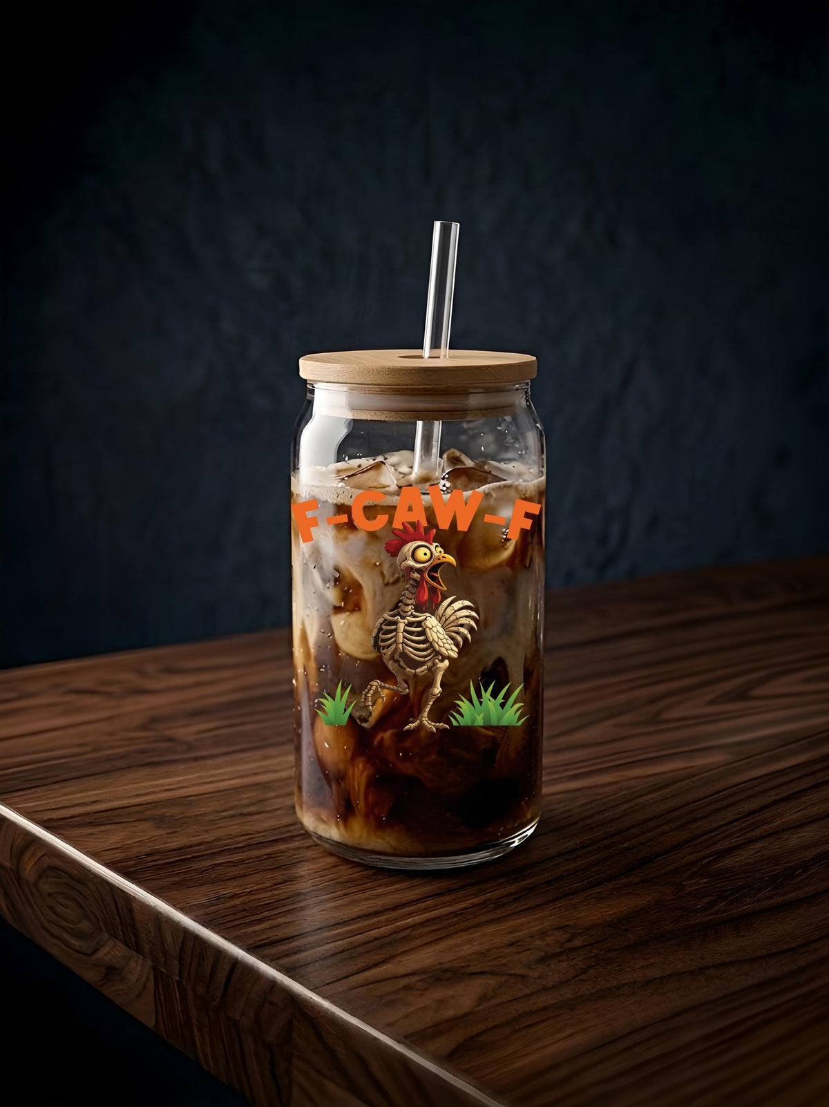 F-Caw-F Funny Rooster Beer Glass, 16oz Humorous Chicken Pint