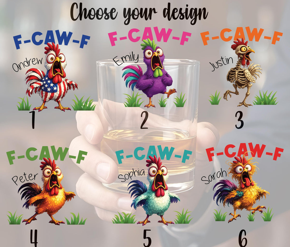 F-Caw-F Funny Rooster Beer Glass, 16oz Humorous Chicken Pint