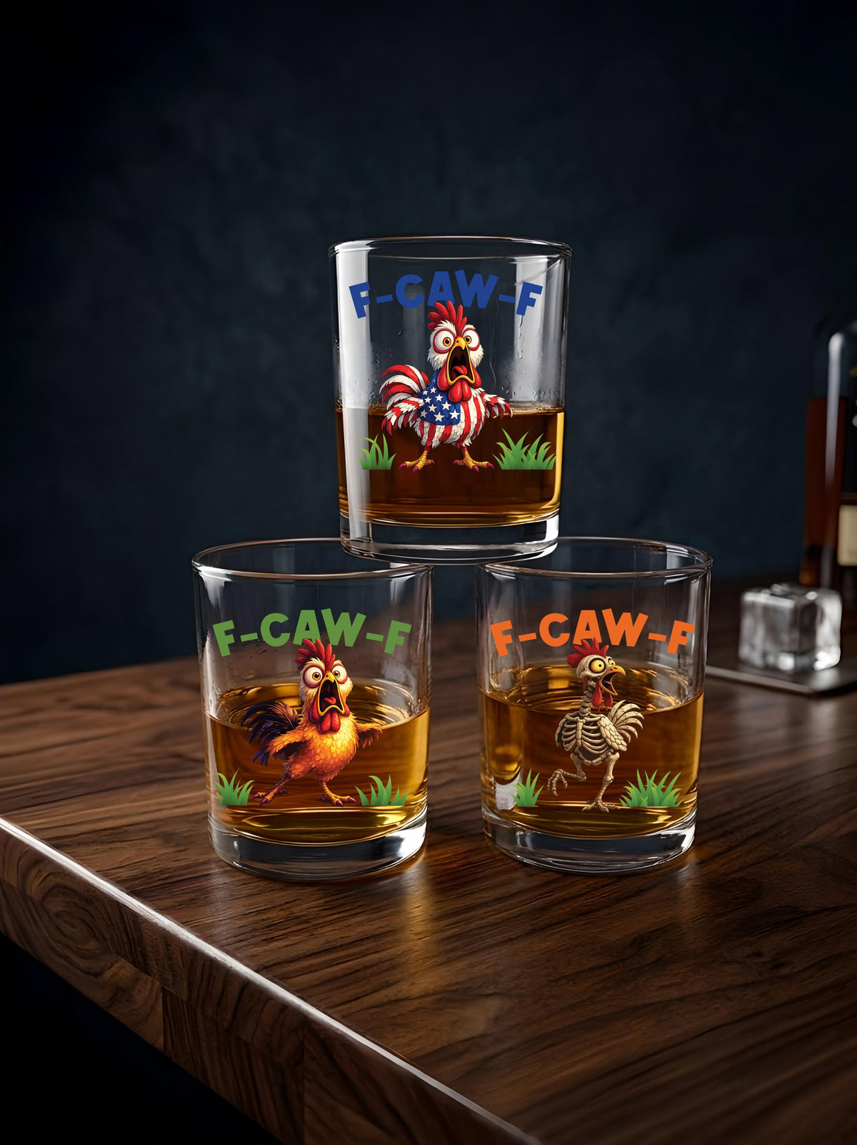 F-Caw-F Funny Rooster Beer Glass, 16oz Humorous Chicken Pint