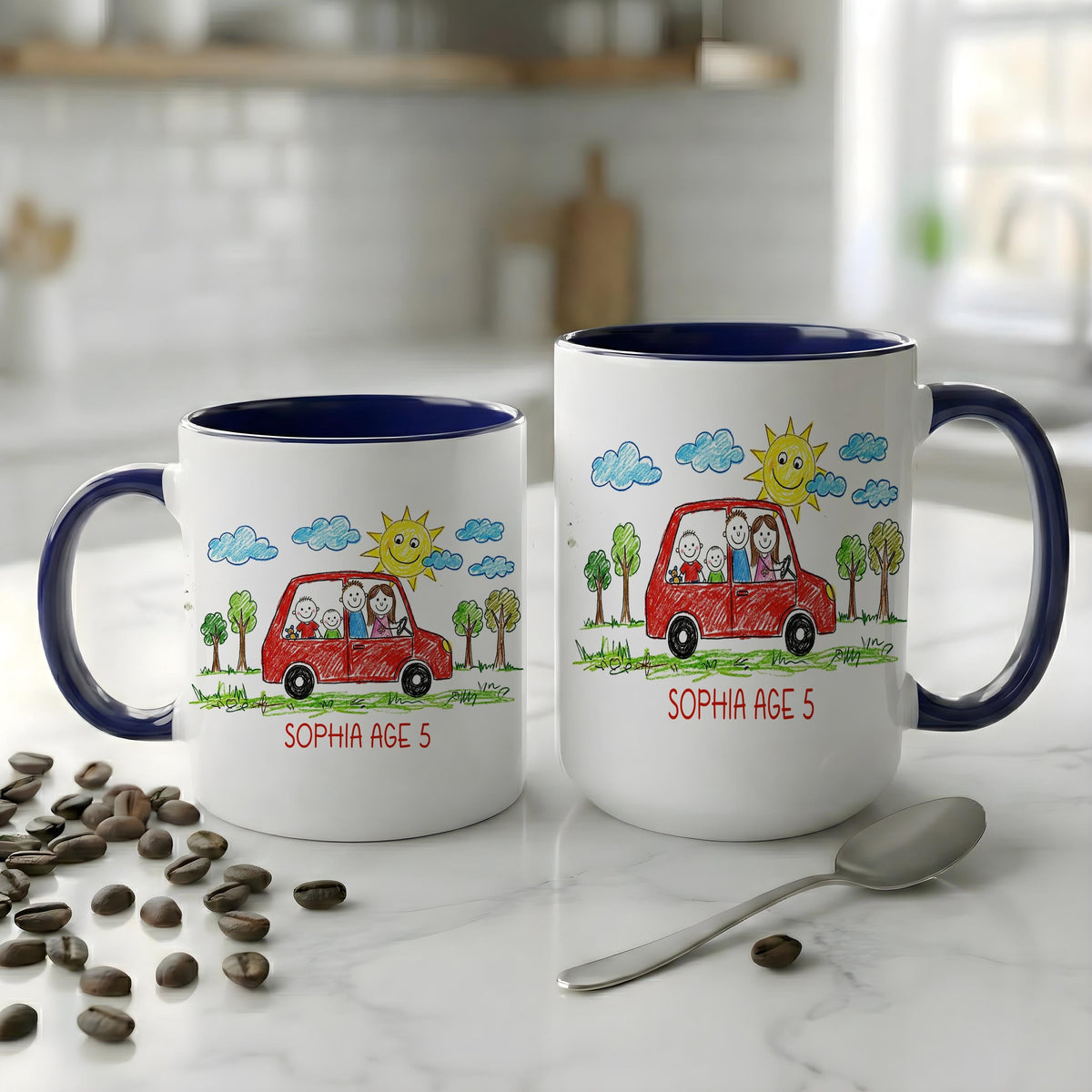 Personalized Kids Drawing Mug, Custom Child's Artwork Coffee Cup, Custom Art Keepsake