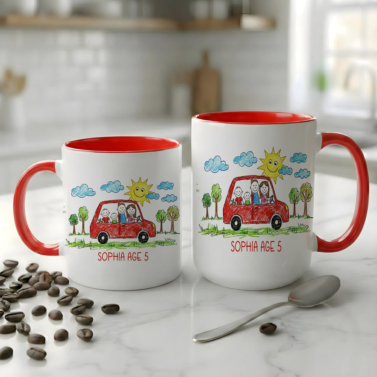 Personalized Kids Drawing Mug, Custom Child's Artwork Coffee Cup, Custom Art Keepsake