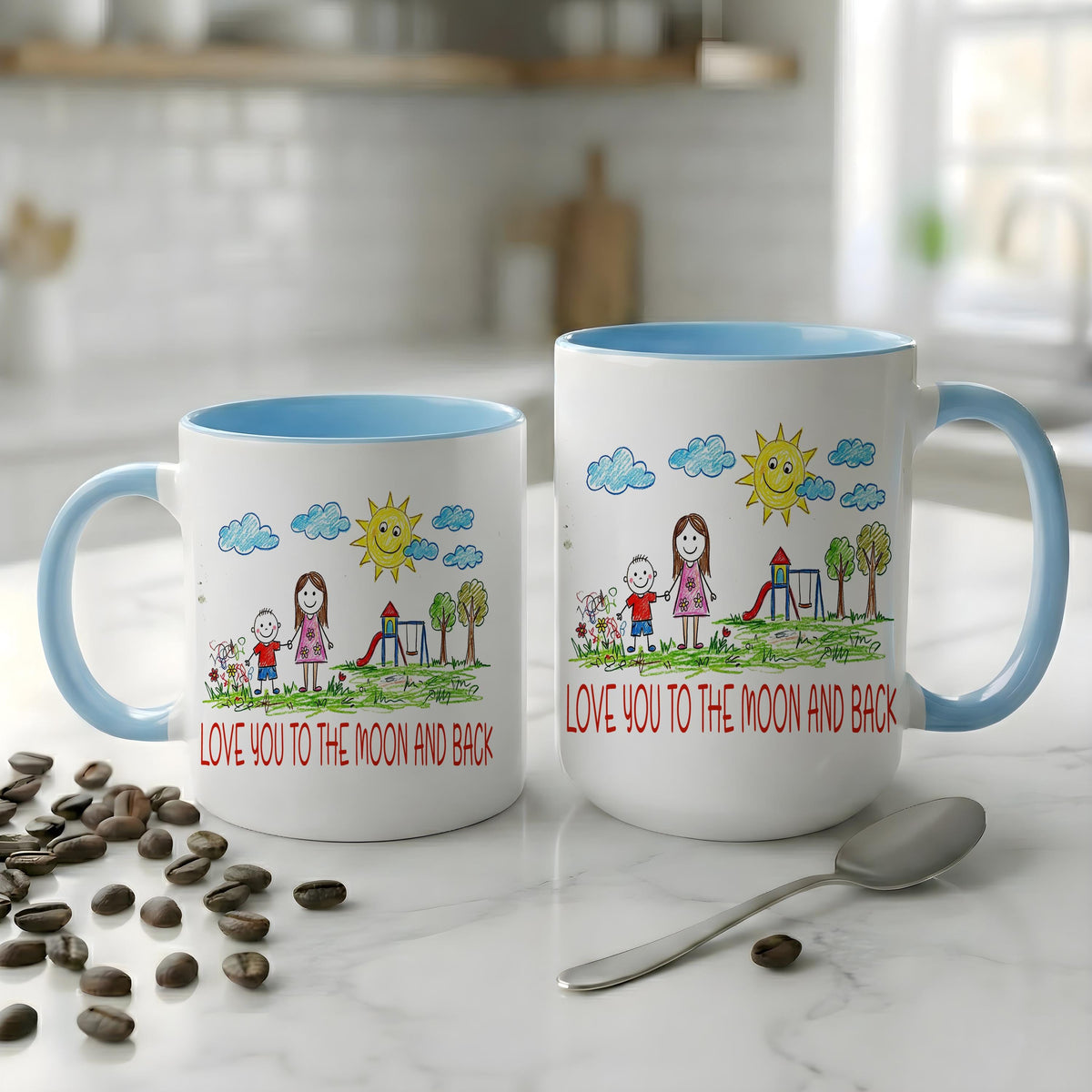 Custom Kids Drawing Mug, Personalized Child Art Coffee Cup, Unique Artwork Gift for Parents