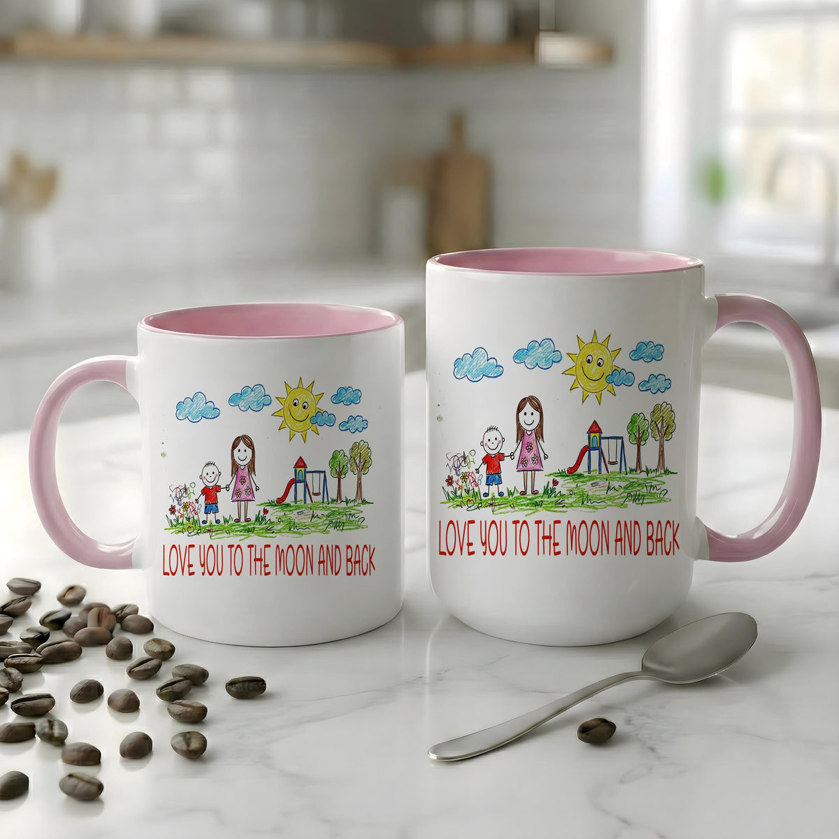 Custom Kids Drawing Mug, Personalized Child Art Coffee Cup, Unique Artwork Gift for Parents