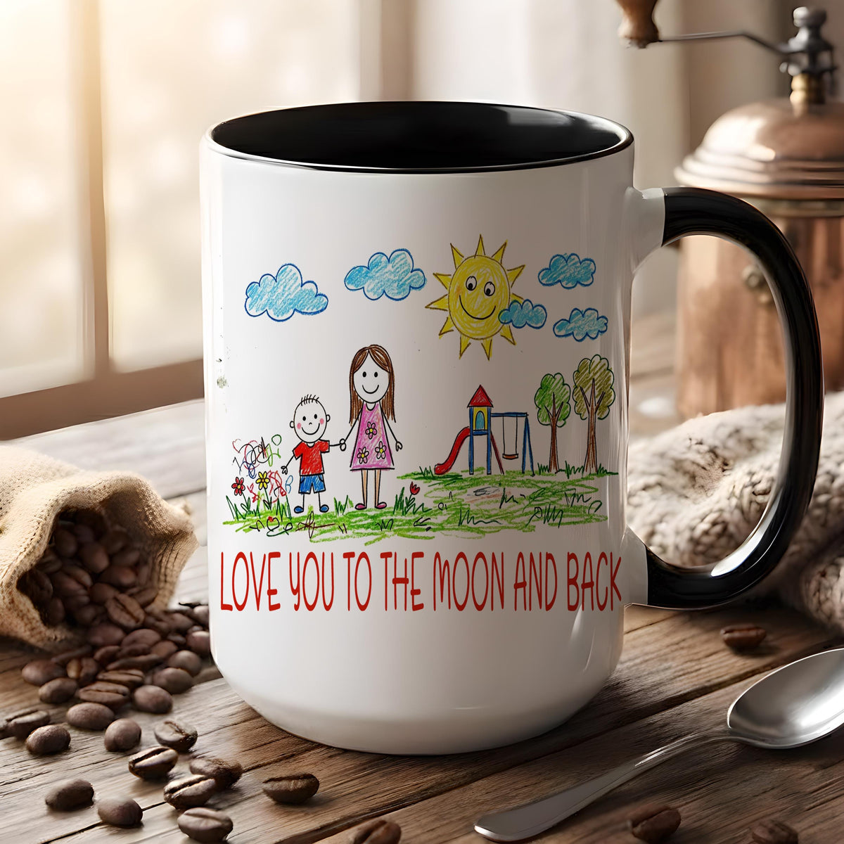 Custom Kids Drawing Mug, Personalized Child Art Coffee Cup, Unique Artwork Gift for Parents