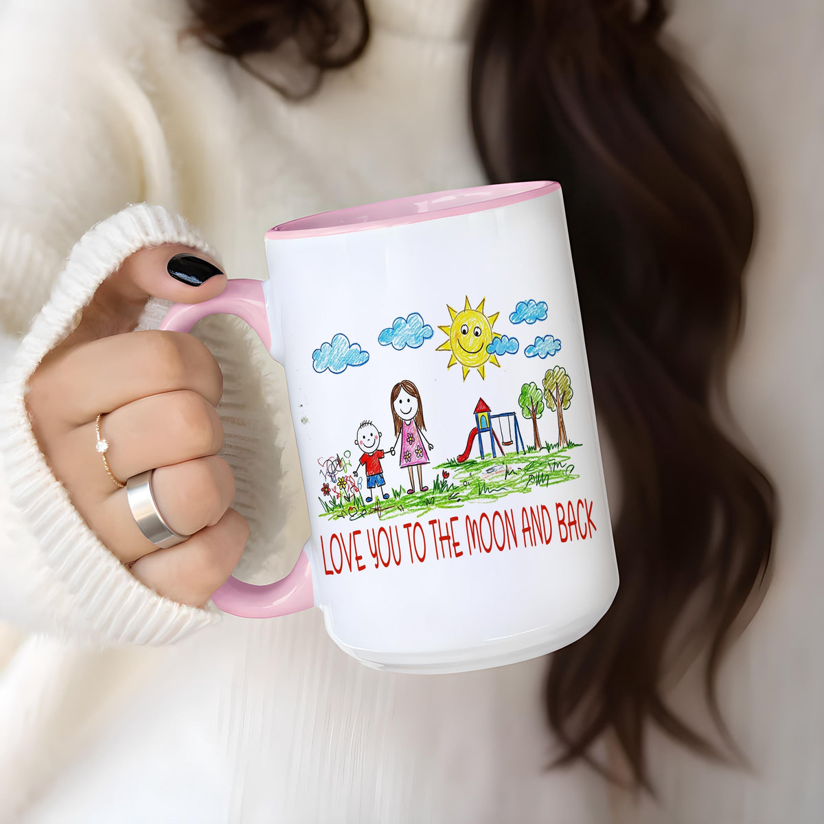 Custom Kids Drawing Mug, Personalized Child Art Coffee Cup, Unique Artwork Gift for Parents