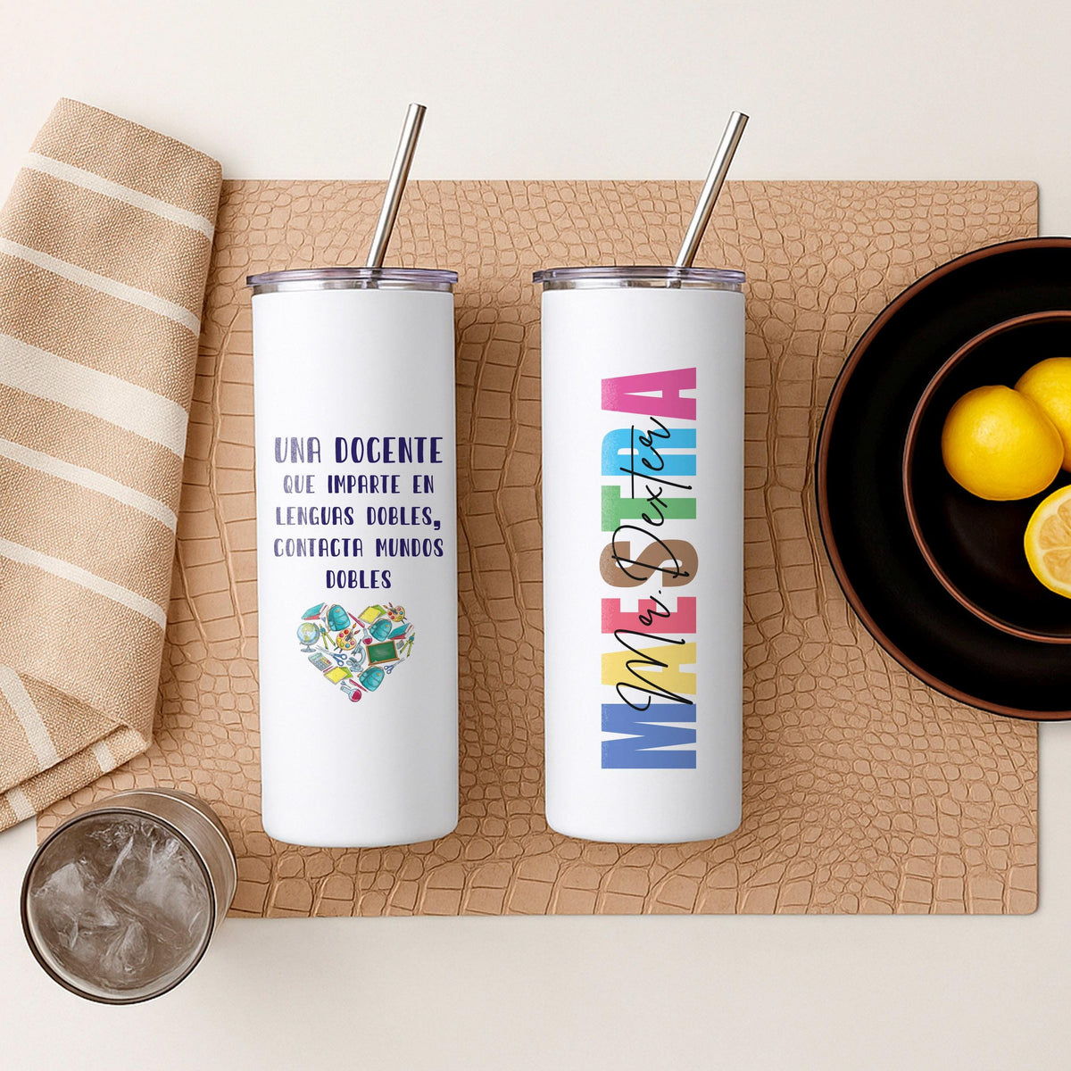 Personalized Maestra Tumbler, Spanish Teacher Gift, Insulated Stainless Steel Cup