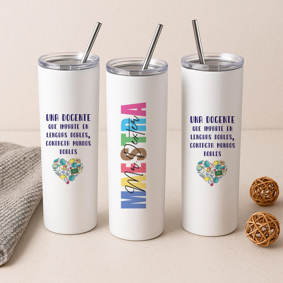 Personalized Maestra Tumbler, Spanish Teacher Gift, Insulated Stainless Steel Cup