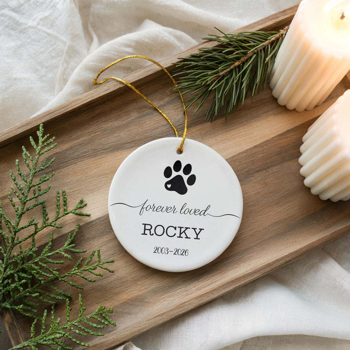 Personalized Pet Memorial Ceramic Ornament, Custom Name Keepsake, Pet Loss Sympathy Gift