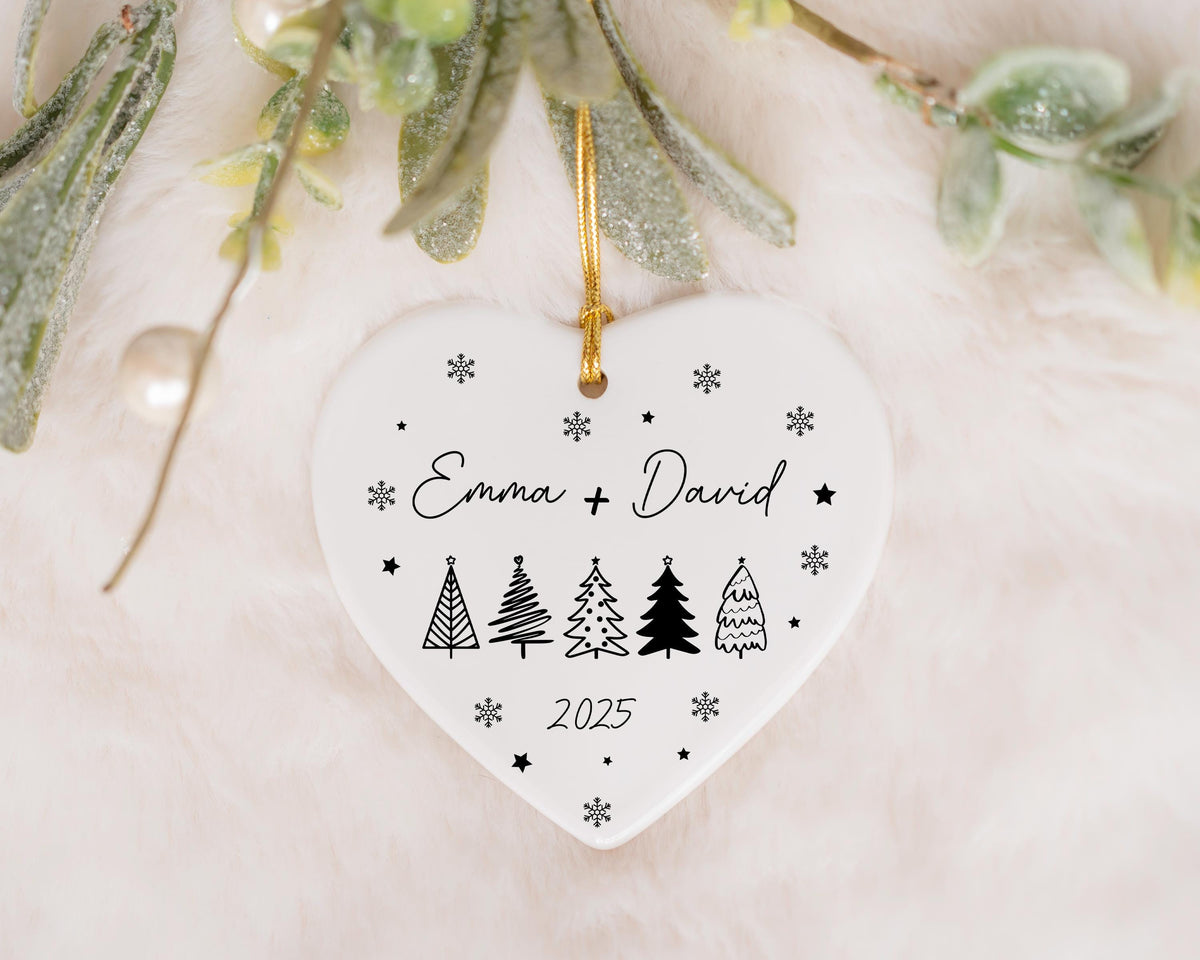Personalized Christmas Trees And Snow Flakes Ornaments