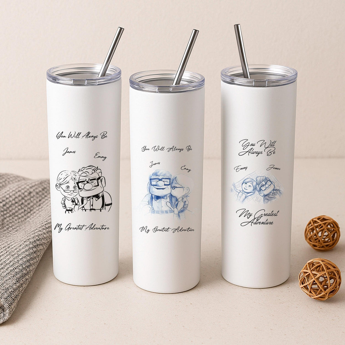 Personalized Adventure Tumbler, Custom Couple Travel Mug, Stainless Steel (20oz)