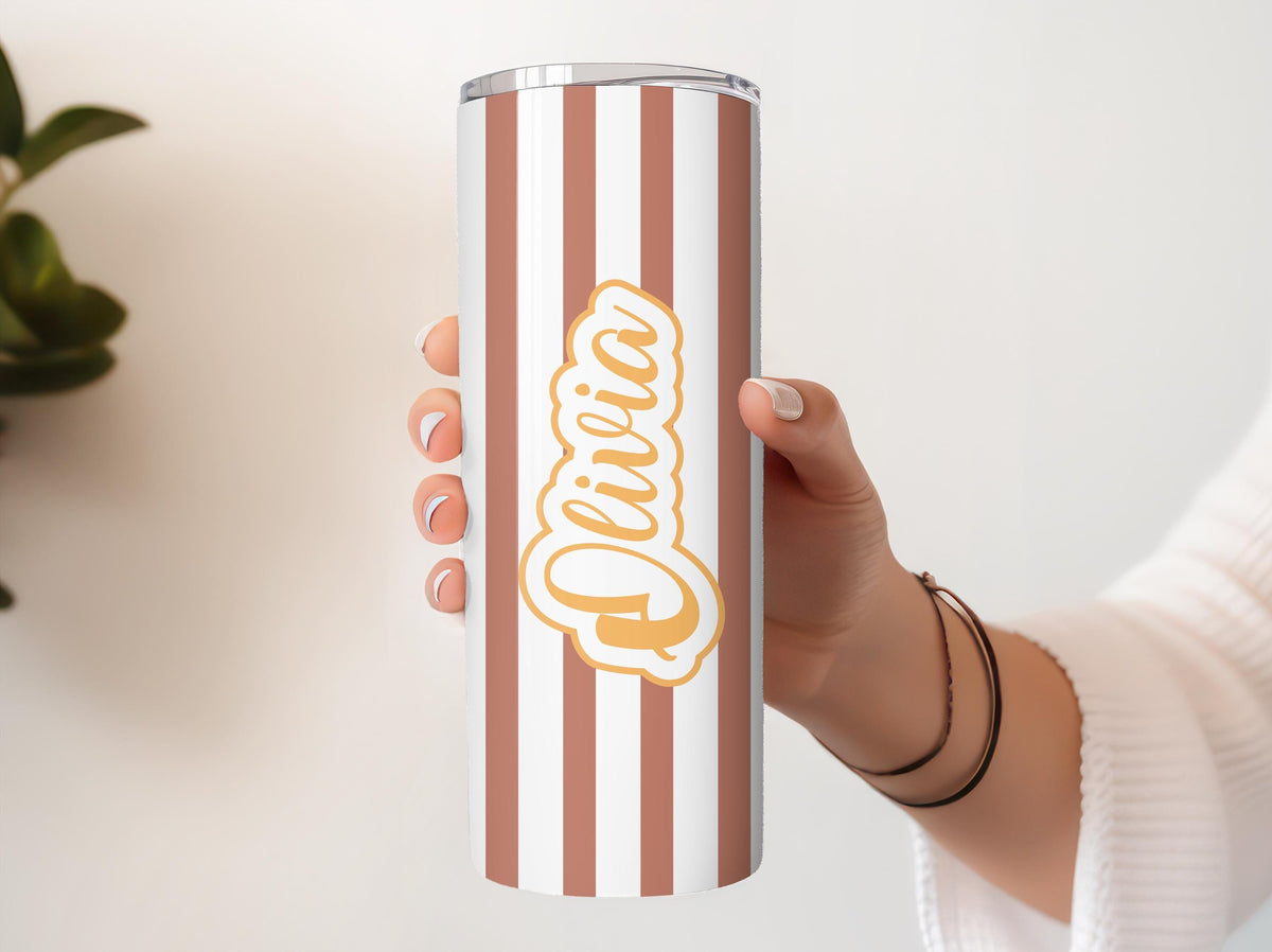 Custom Name Striped Bachelorette Tumbler, Personalized Beach Bach Party Cups