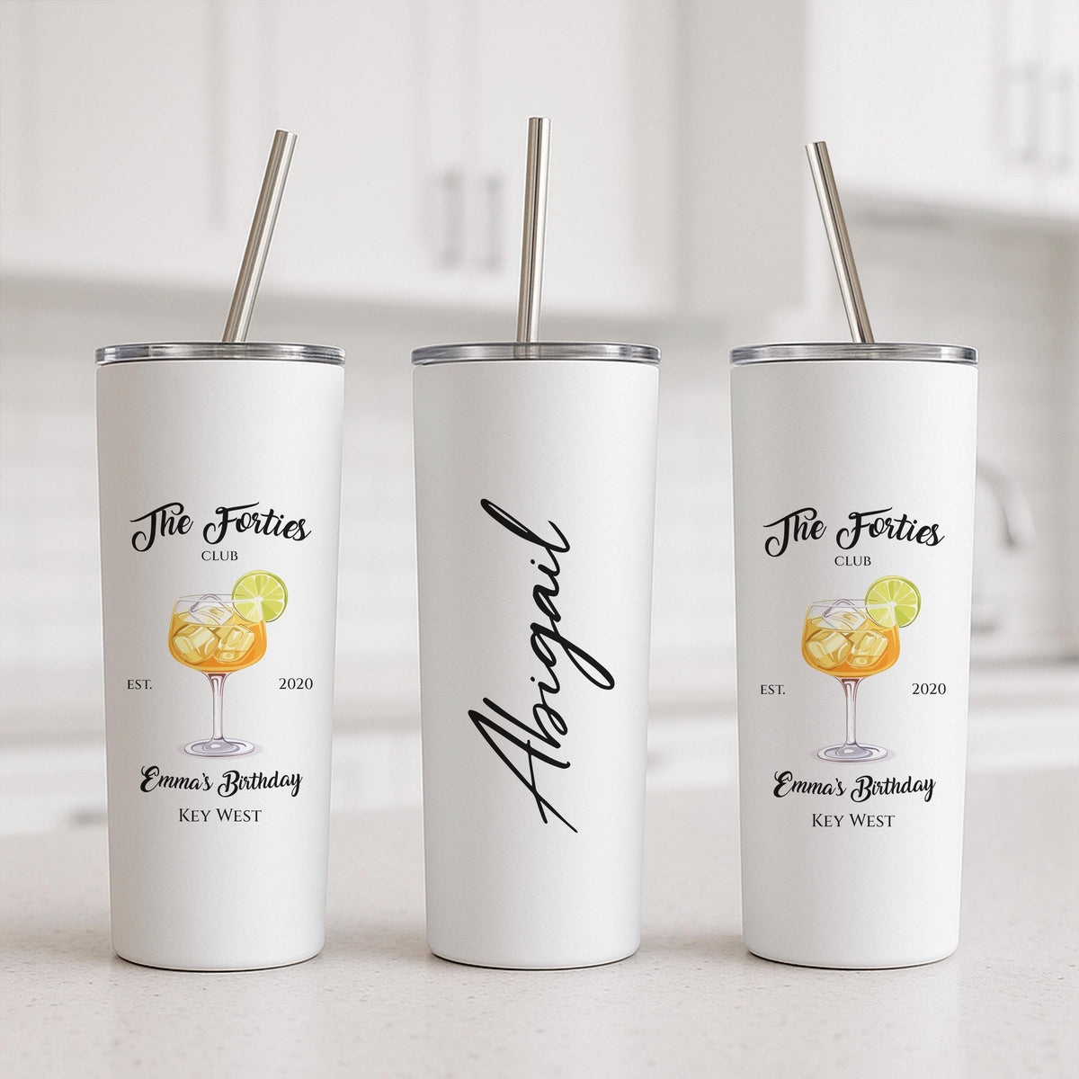 Personalized 20oz Skinny Tumbler, Custom Name Stainless Steel Travel Mug