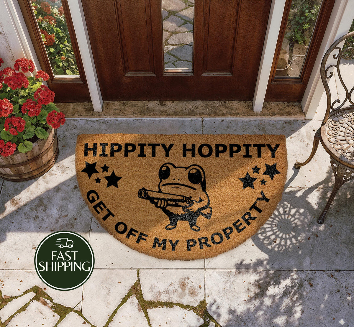 Hippity Hoppity Get Off My Property Doormat, Funny Western Frog Welcome Mat