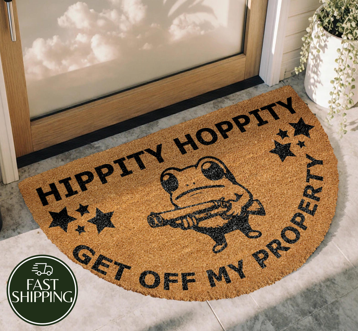 Hippity Hoppity Get Off My Property Doormat, Funny Western Frog Welcome Mat
