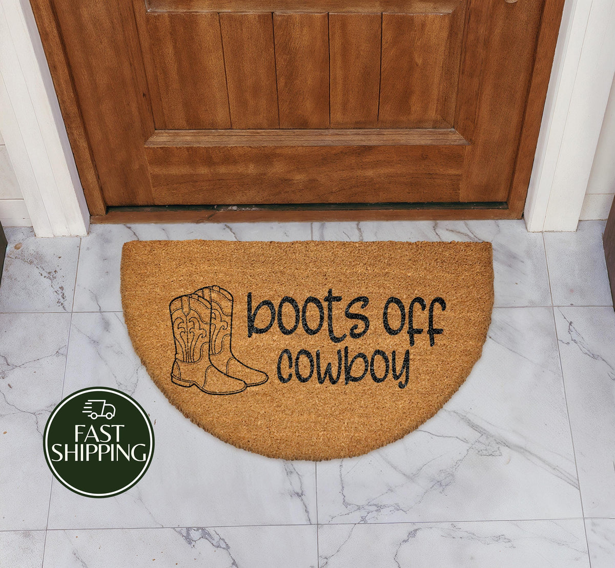 Boots Off Cowboy Doormat, Semi Circle Western Welcome Mat, Southern Cowgirl Housewarming Gift