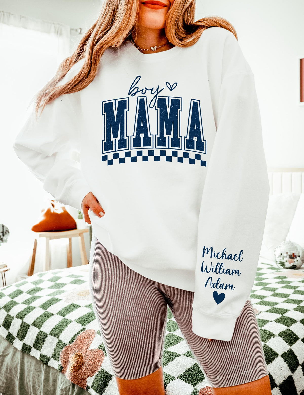 Personalized Boy Mama Shirt with Sleeve Names