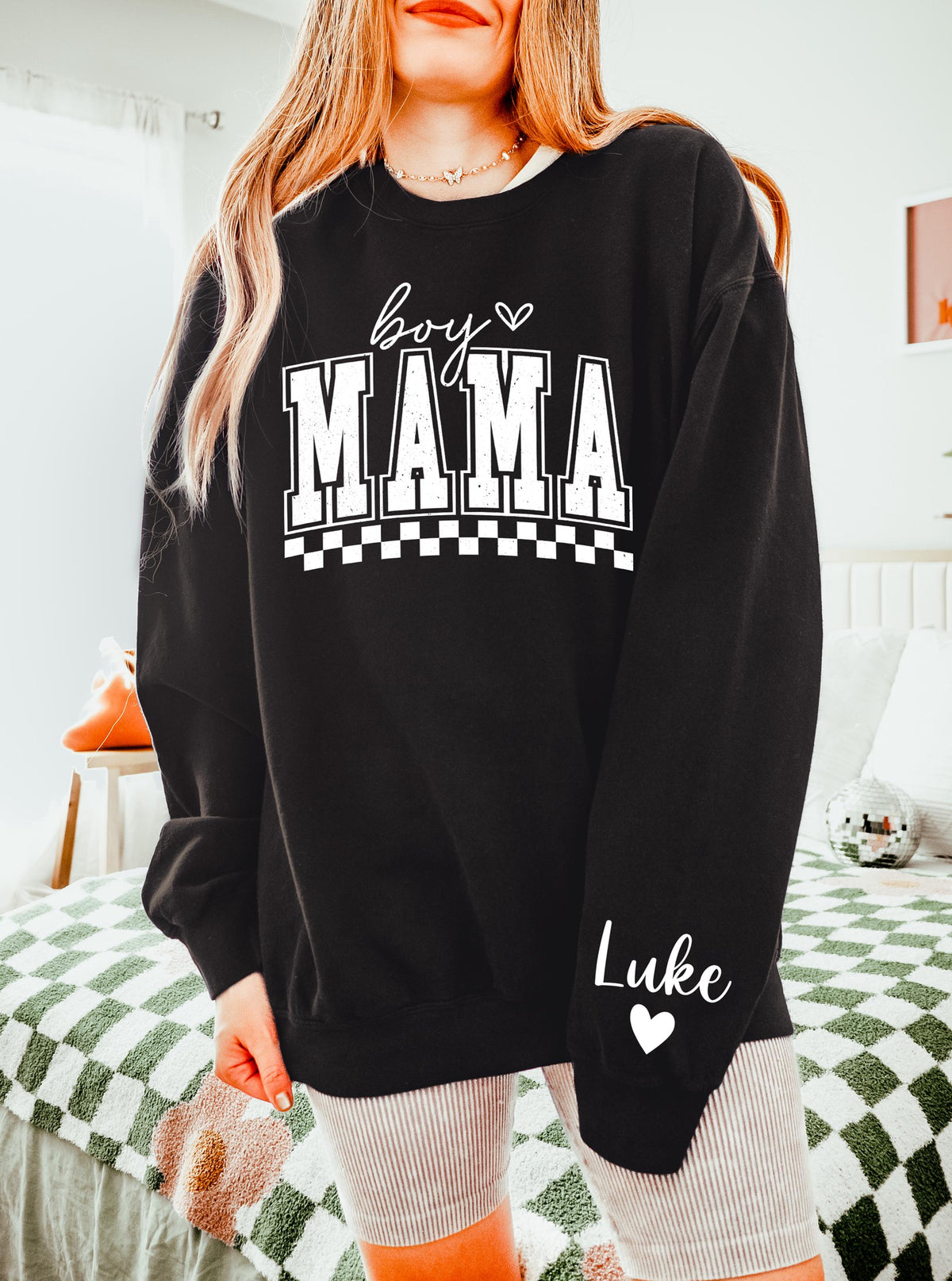 Personalized Boy Mama Shirt with Sleeve Names