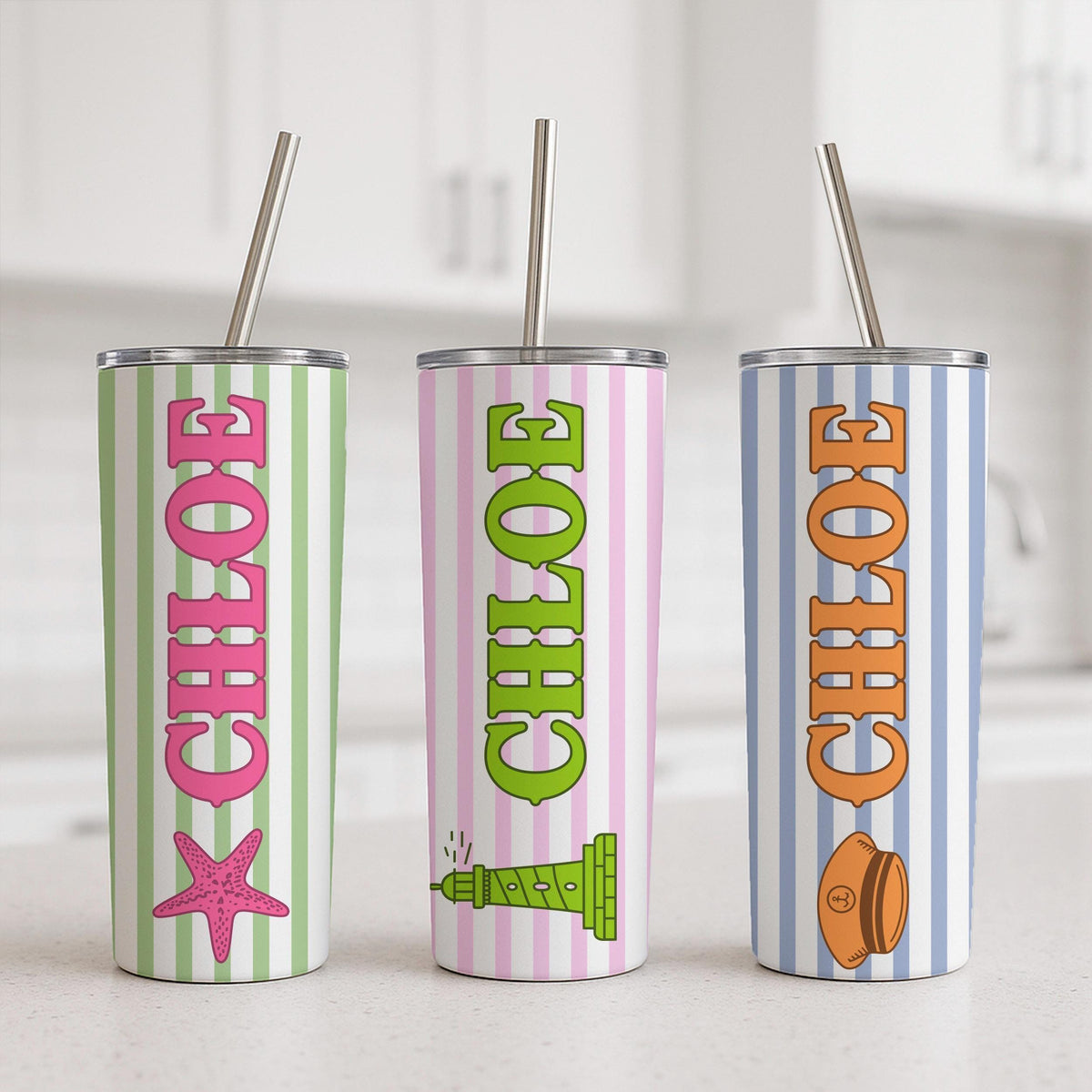 Personalized 20oz Skinny Tumbler, Custom Name Insulated Travel Mug, Stainless Steel Gift