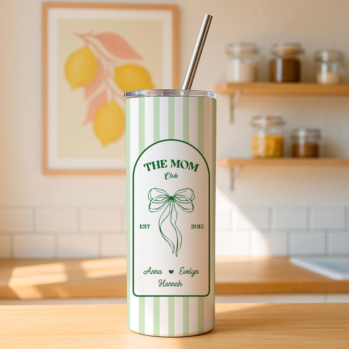 Personalized Mom Club Tumbler, Custom Kids Names Travel Mug, Insulated Stainless Steel Coffee Cup