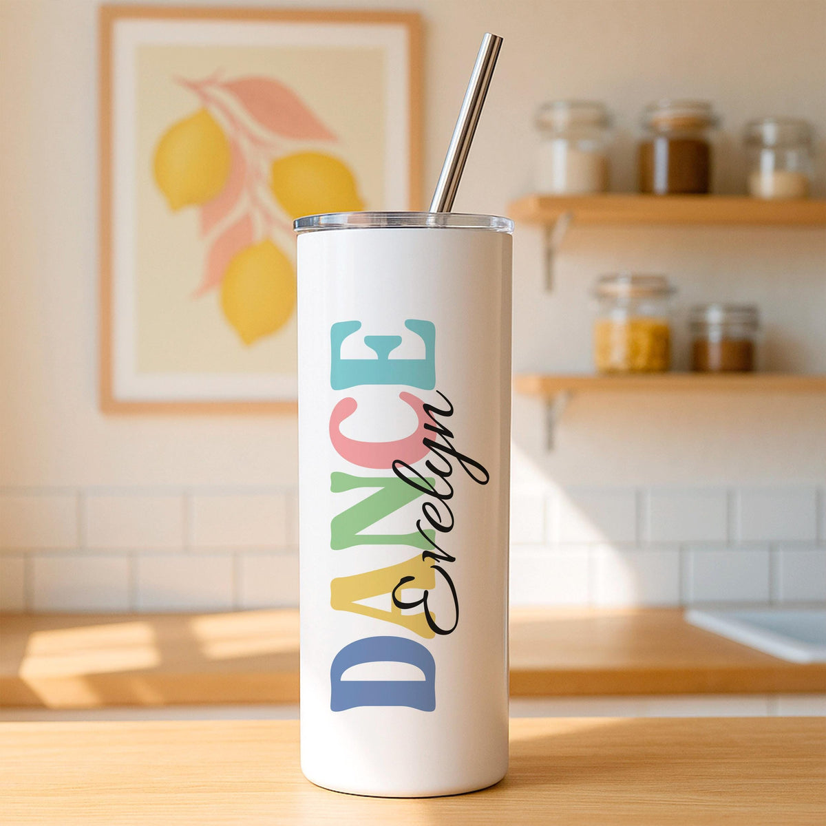 Personalized Dance Tumbler, Custom Name Insulated Travel Mug, Stainless Steel Coffee Cup