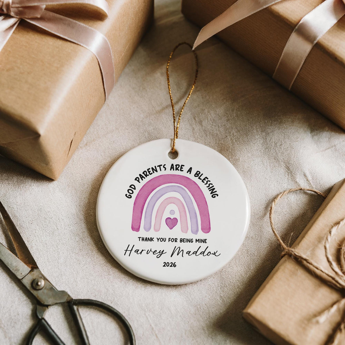 Custom Godparents Are A Blessing Ornament, Personalized Christening Keepsake