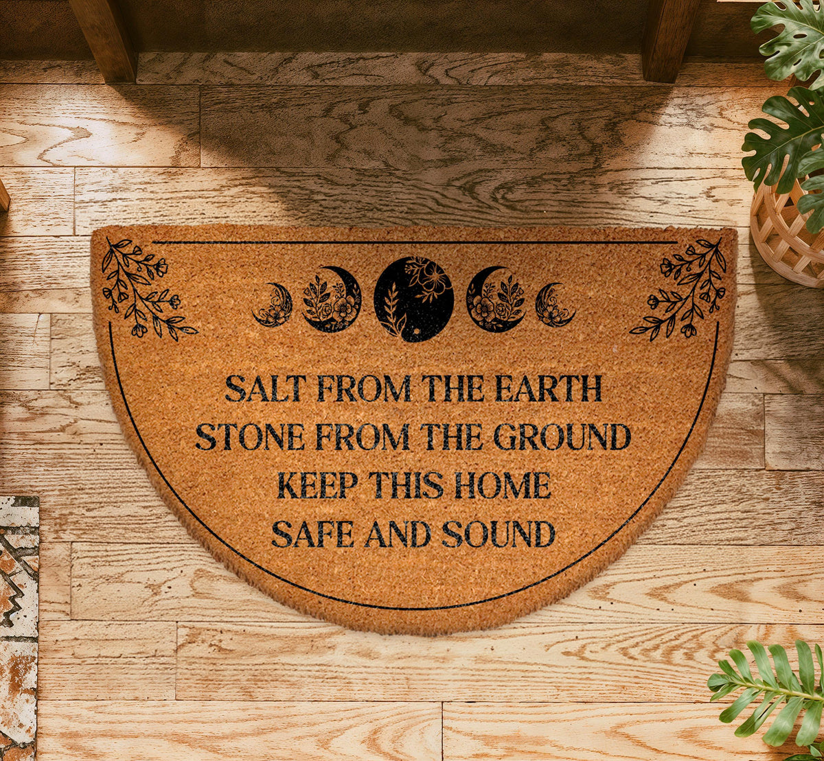 Salt From The Earth Doormat, Lunar Cycle Porch Rug, Newlywed Gift Wedding Gift
