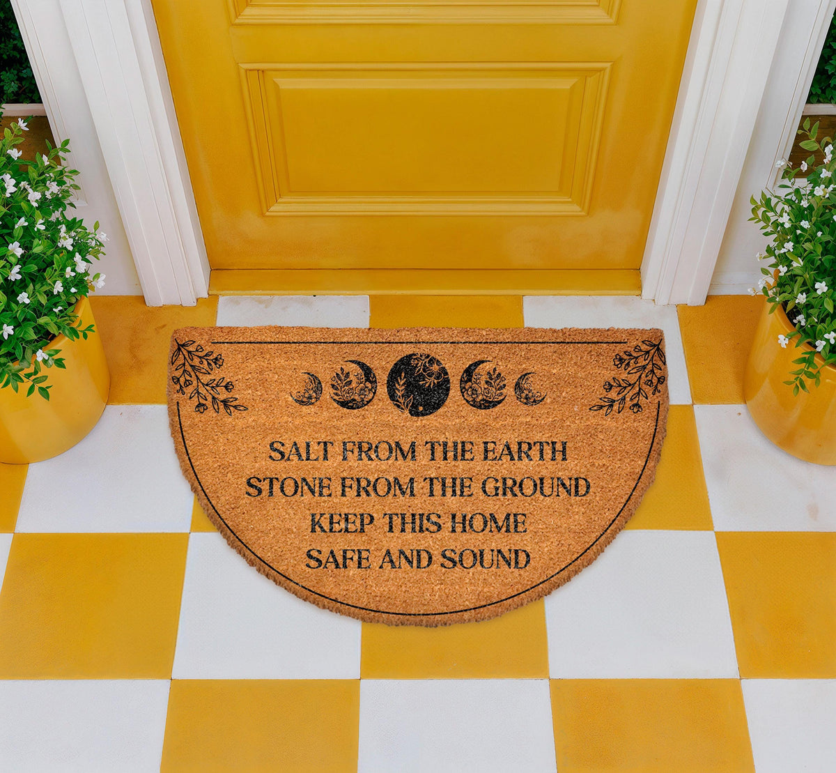 Salt From The Earth Doormat, Lunar Cycle Porch Rug, Newlywed Gift Wedding Gift