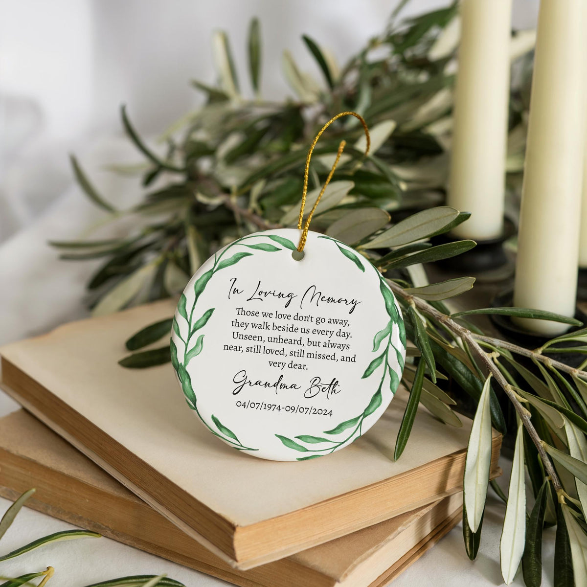 Personalized In Loving Memory Ornament, Custom Grandma Memorial Keepsake, Grandmother Loss Gift