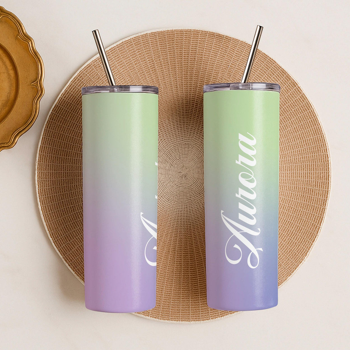 Personalized Gradient Tumbler, Custom Name Stainless Steel Travel Mug (20oz)
