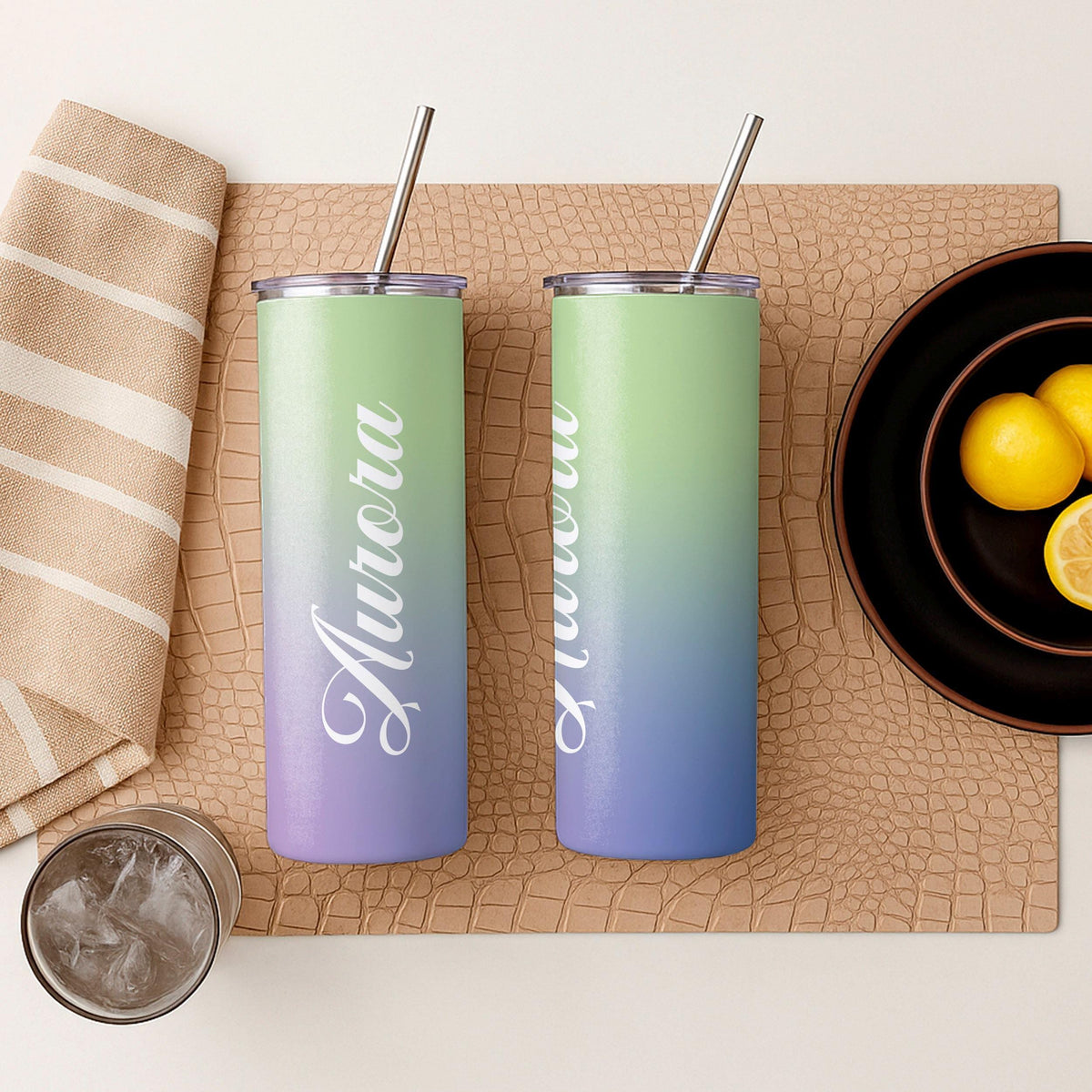 Personalized Gradient Tumbler, Custom Name Stainless Steel Travel Mug (20oz)