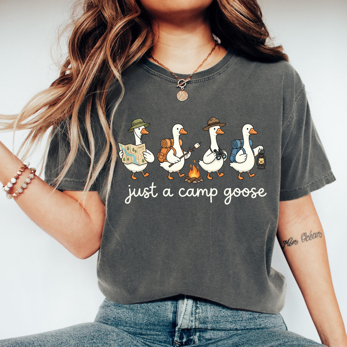 Comfort Colors® Just a Camp Goose Shirt, Funny Camping Trip T-Shirt, Camp Lover Gift Tee