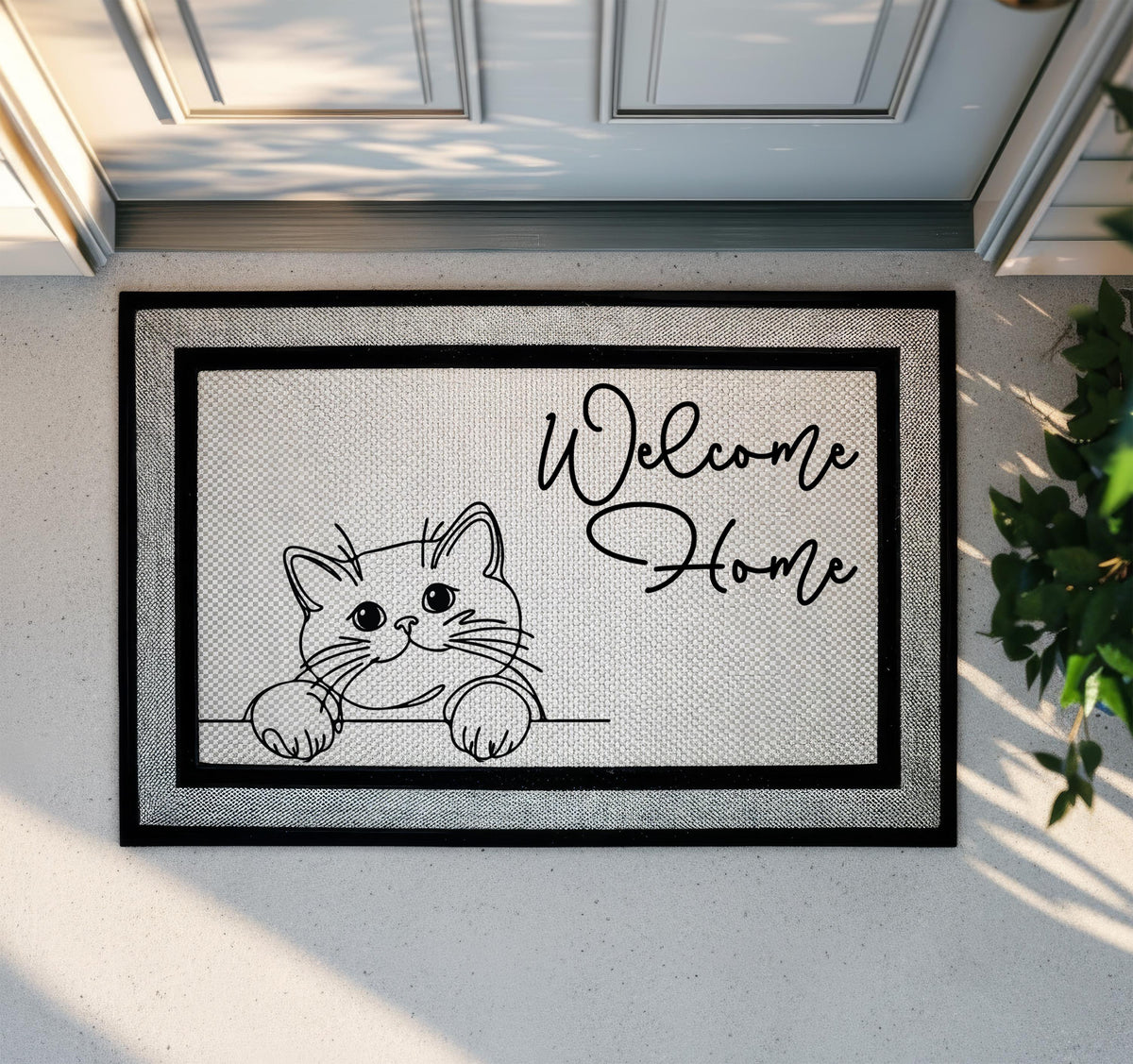 Custom Cat Breed Doormat, Pet Line Art Welcome Mat, Funny Cats Housewarming Gift, Pets Lover Front Porch Rug, New Home Present