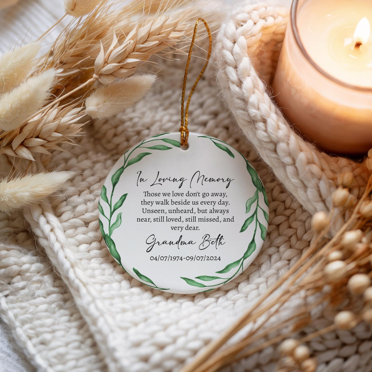 Personalized In Loving Memory Ornament, Custom Grandma Memorial Keepsake, Grandmother Loss Gift